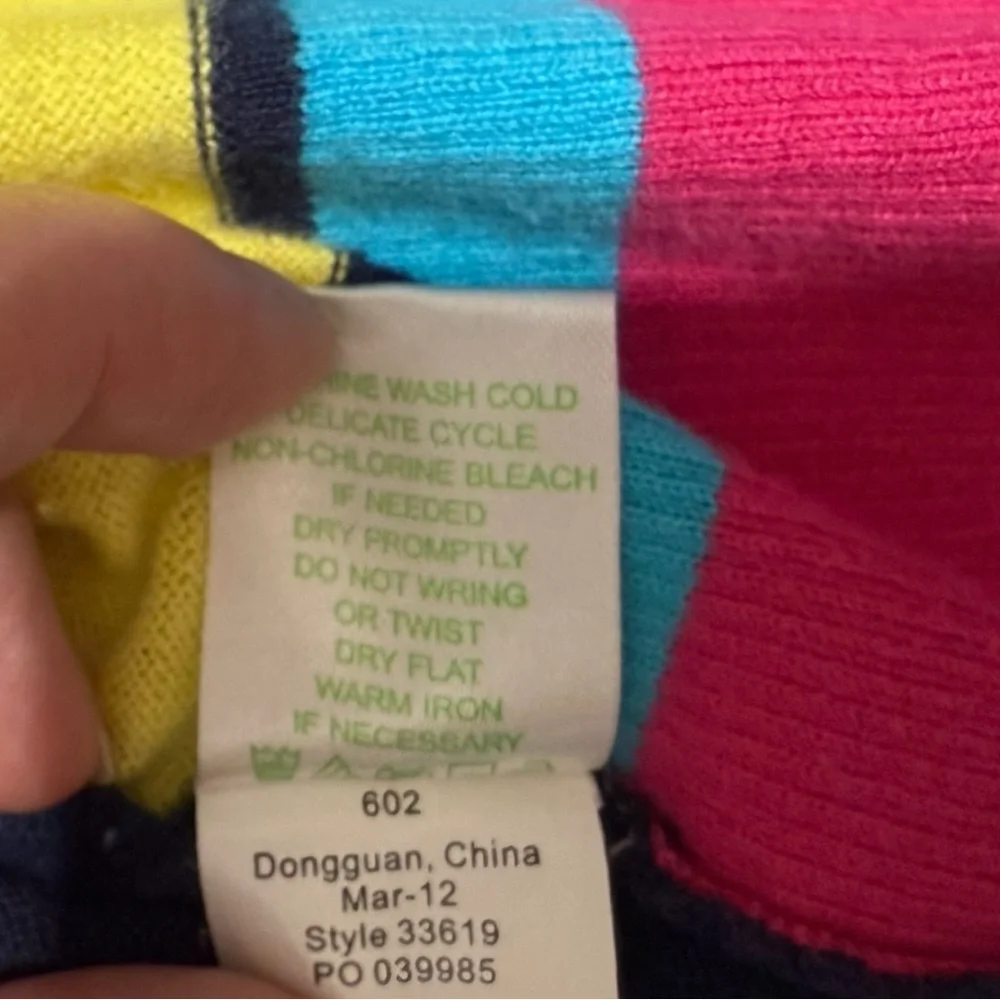 Lilly Pulitzer Stripe Open Cardigan Style‎ 33619 Size L Cotton Colorblock Hem